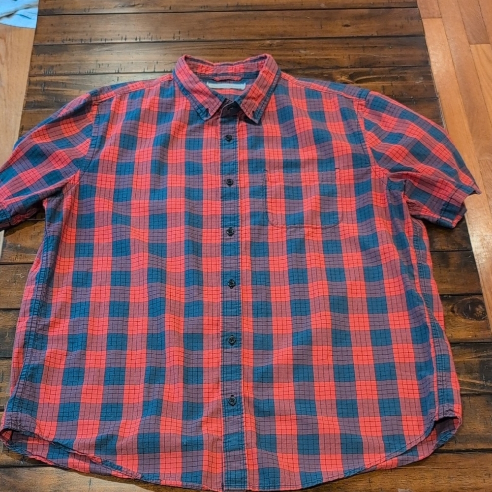 Outerknown Short Sleeve Button Down Organic Cotton Plaid